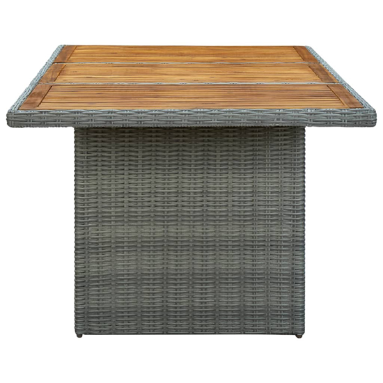 Cielo Garden Wooden Dining Table In Light Grey Poly Rattan