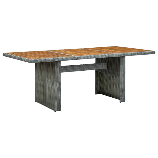 Cielo Garden Wooden Dining Table In Light Grey Poly Rattan
