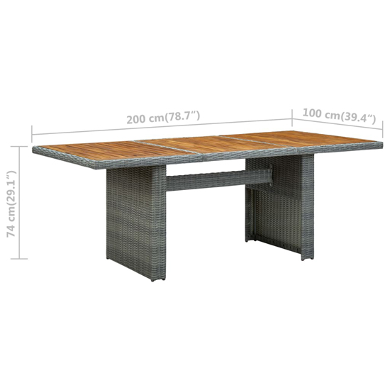 Cielo Garden Wooden Dining Table In Light Grey Poly Rattan