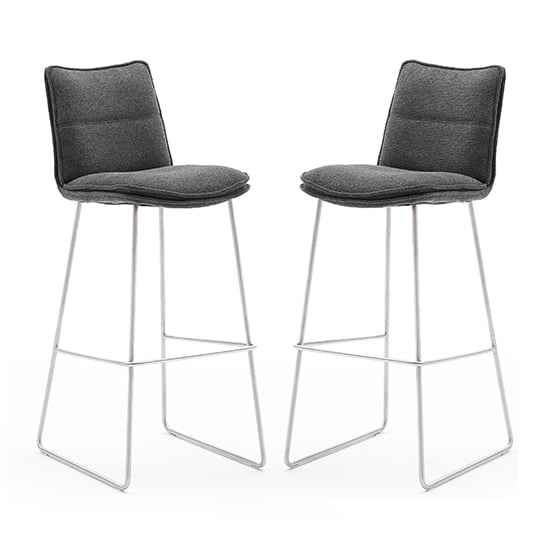 Read more about Ciko anthracite fabric bar stools with brushed legs in pair