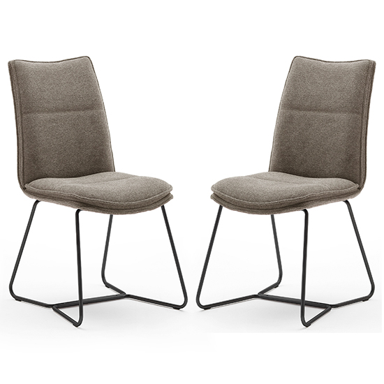 Read more about Ciko cappuccino fabric dining chairs with black legs in pair