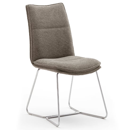 Ciko Fabric Dining Chair In Cappuccino With Brushed Legs