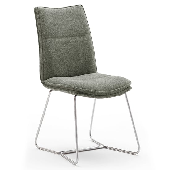 Read more about Ciko fabric dining chair in olive with brushed legs