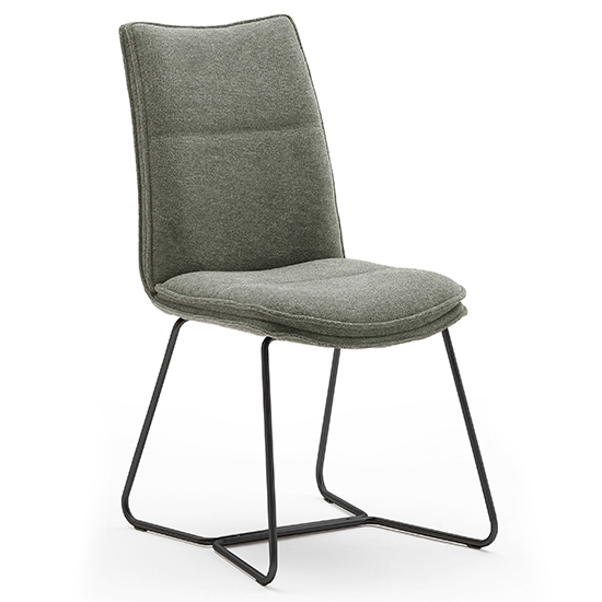 Read more about Ciko fabric dining chair in olive with matt black legs