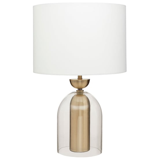 Cikra Table Lamp In White With Glass And Brass Base