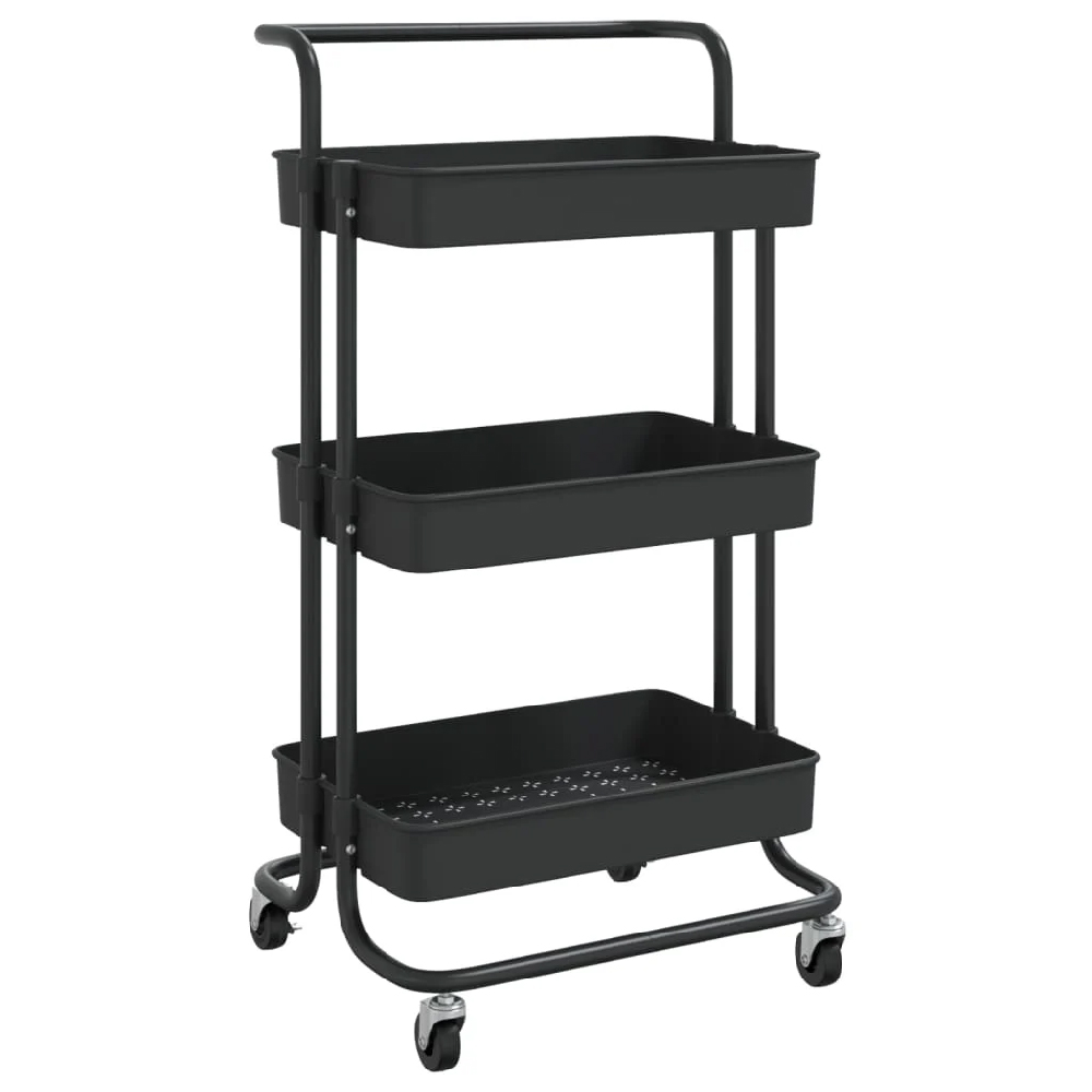 Cincinnati ABS Plastic 3 Tier Kitchen Trolley In Black