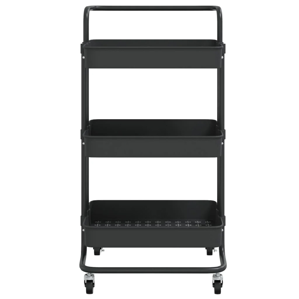 Cincinnati ABS Plastic 3 Tier Kitchen Trolley In Black