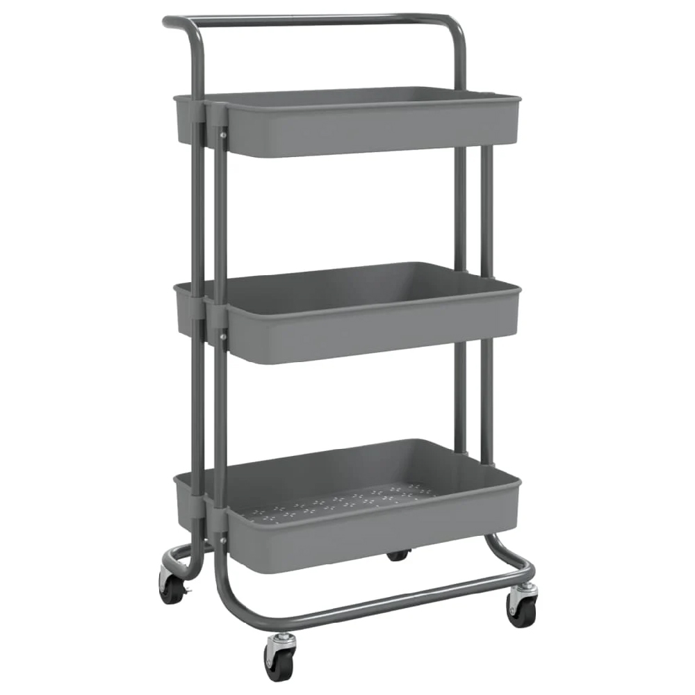Cincinnati ABS Plastic 3 Tier Kitchen Trolley In Grey