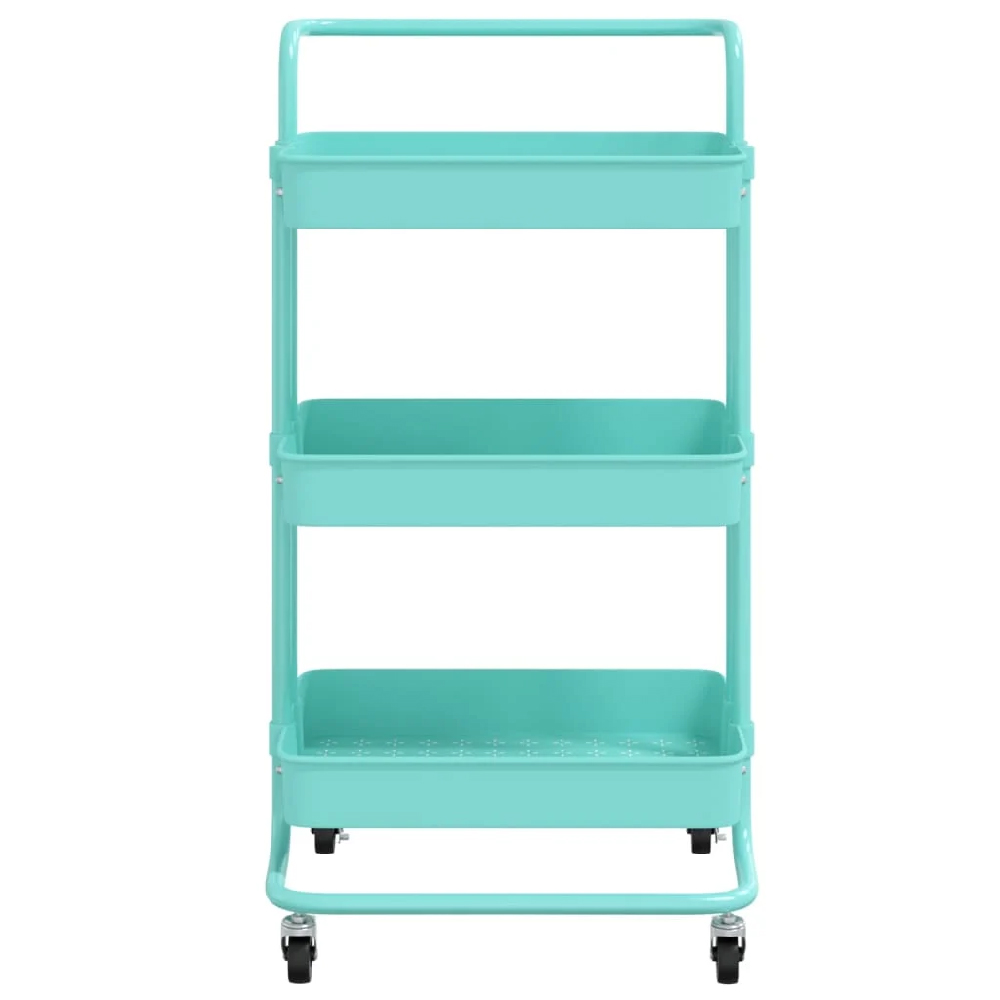 Cincinnati ABS Plastic 3 Tier Kitchen Trolley In Turquoise