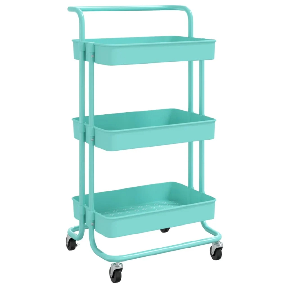 Cincinnati ABS Plastic 3 Tier Kitchen Trolley In Turquoise