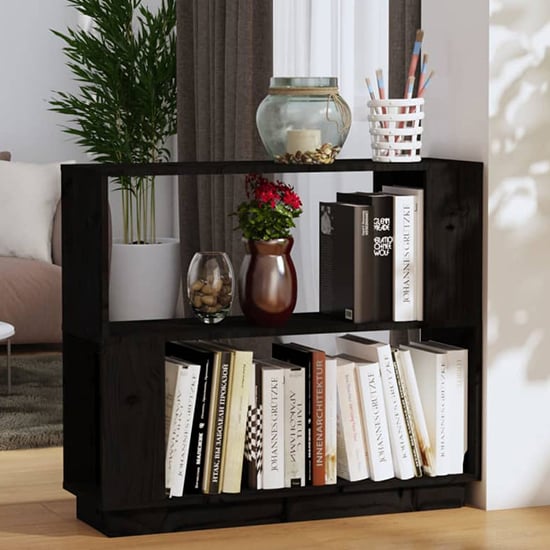 Ciniod Pinewood Bookcase And Room Divider In Black_2