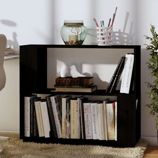 Ciniod Pinewood Bookcase And Room Divider In Black_1