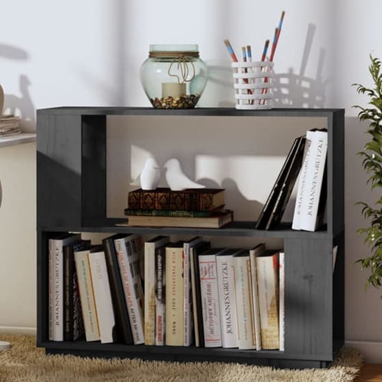 Photo of Ciniod pinewood bookcase and room divider in grey