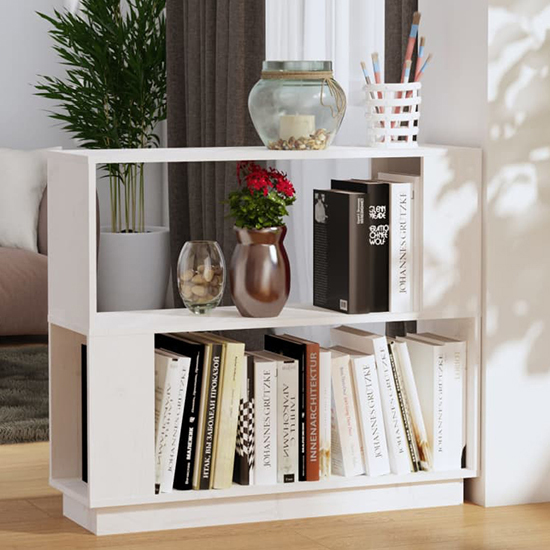 Ciniod Pinewood Bookcase And Room Divider In White