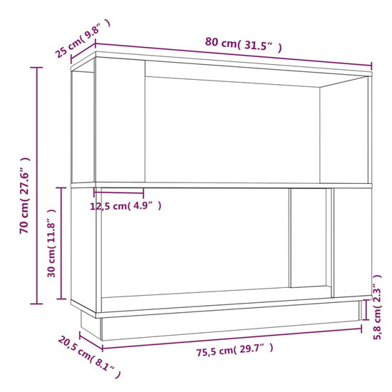 Ciniod Pinewood Bookcase And Room Divider In White
