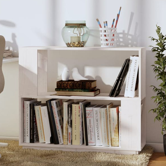Ciniod Pinewood Bookcase And Room Divider In White