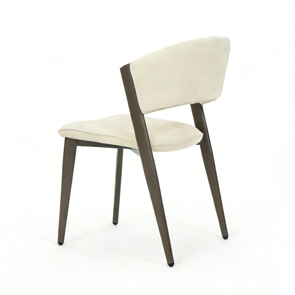 Cintaro Cream Fabric Dining Chairs with Walnut Frame in Pair
