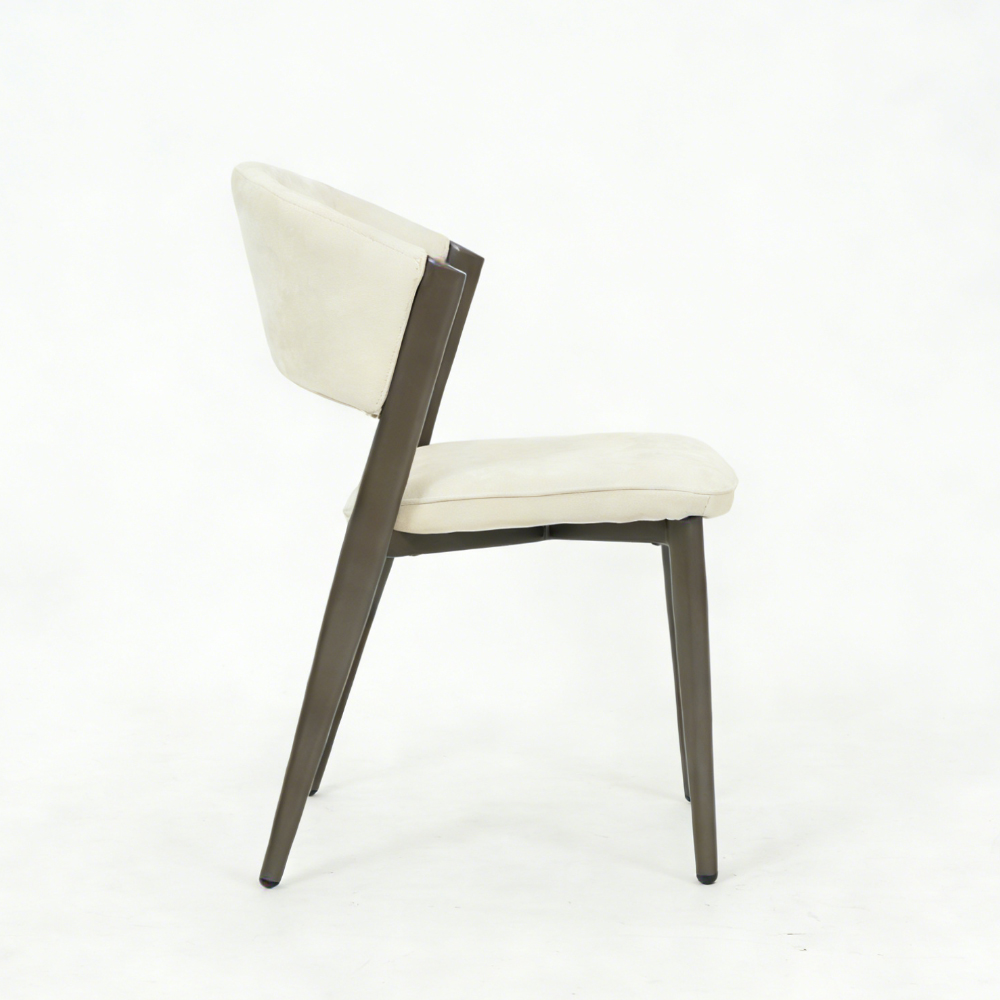 Cintaro Cream Fabric Dining Chairs with Walnut Frame in Pair