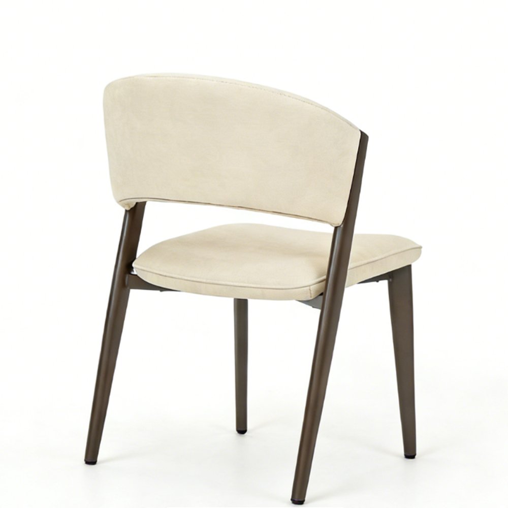 Cintaro Cream Fabric Dining Chairs with Walnut Frame in Pair