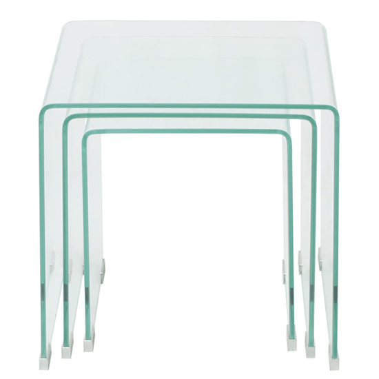 Ciqala Glass Nest Of 3 Tables In Clear
