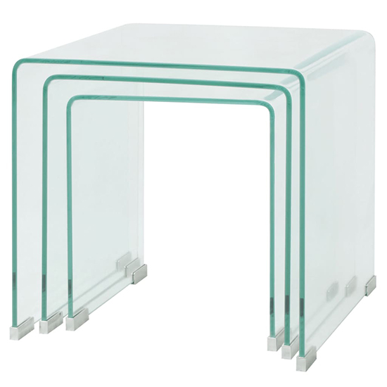 Ciqala Glass Nest Of 3 Tables In Clear