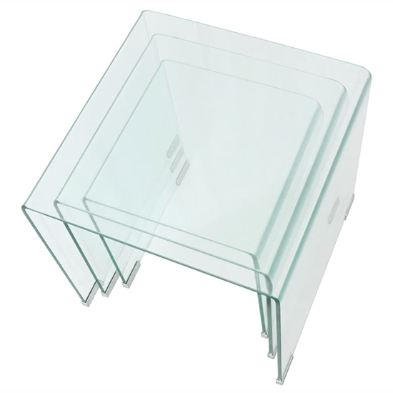 Ciqala Glass Nest Of 3 Tables In Clear