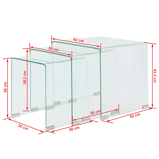 Ciqala Glass Nest Of 3 Tables In Clear