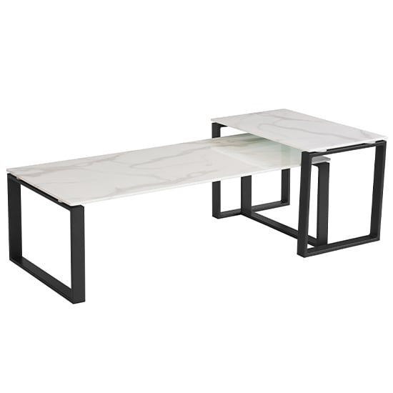 Product photograph of Circa Glass Set Of 2 Coffee Table In White Marble Effect from Furniture in Fashion