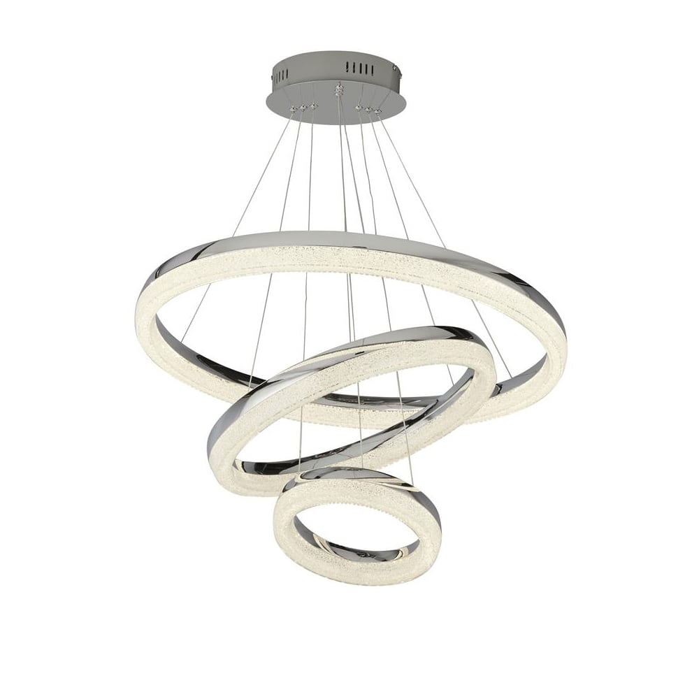 Read more about Circle 3 light crushed effect glass pendant light in chrome