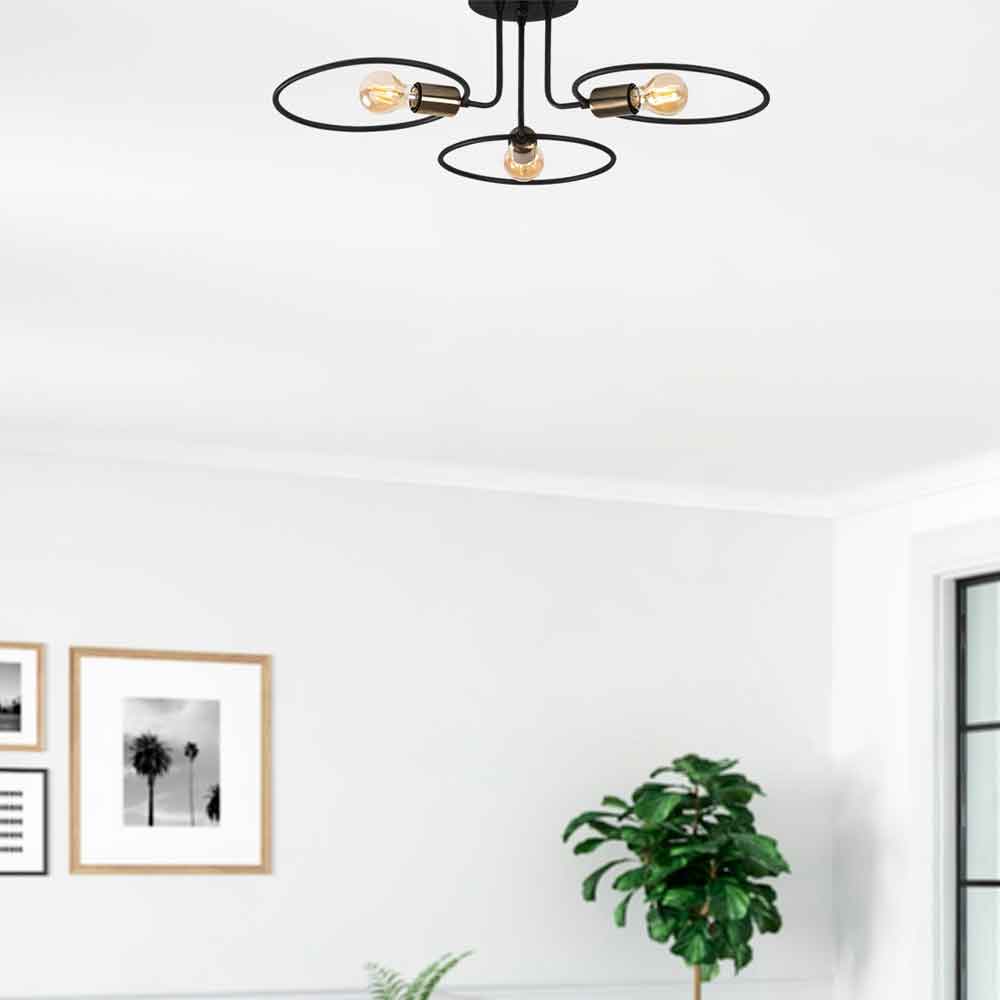 Circle 3 Light Metal Ceiling Light in Black