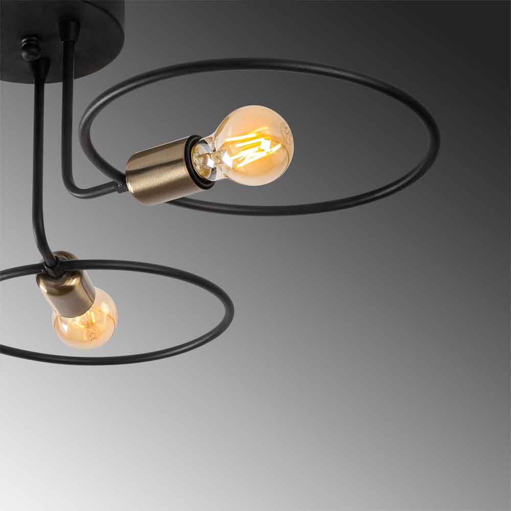 Circle 3 Light Metal Ceiling Light in Black