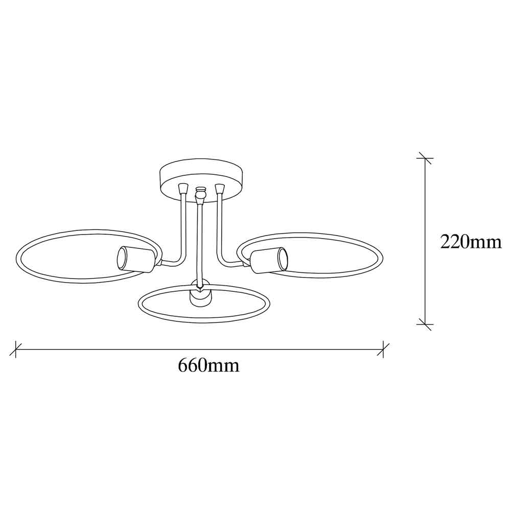 Circle 3 Light Metal Ceiling Light in Black
