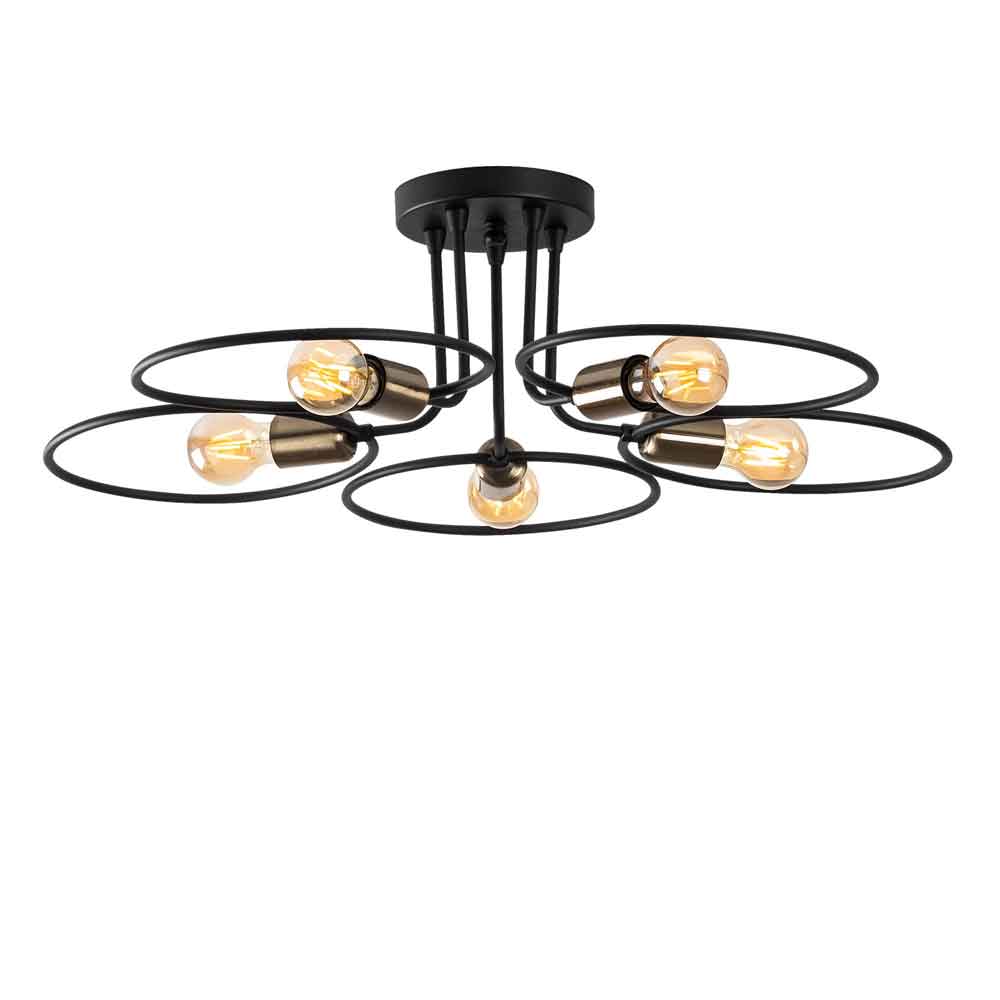 circle 5 light metal ceiling light in black-image-133134
