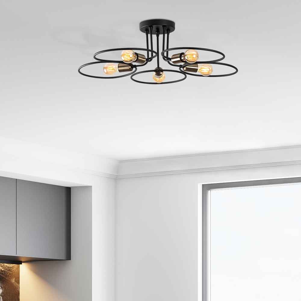 Circle 5 Light Metal Ceiling Light in Black