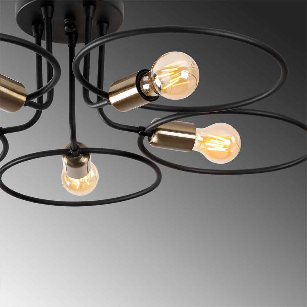 Circle 5 Light Metal Ceiling Light in Black