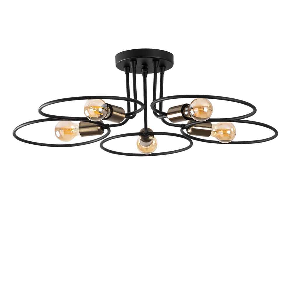 Circle 5 Light Metal Ceiling Light in Black