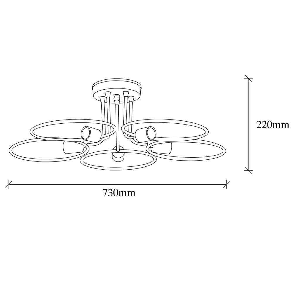 Circle 5 Light Metal Ceiling Light in Black