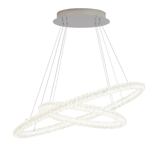 Circle LED Ceiling Pendant In Chrome And Clear Crystal