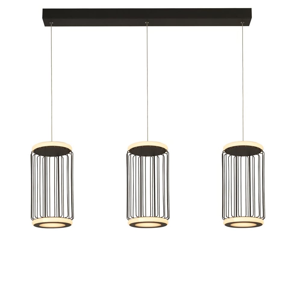 Read more about Circolo led 3 light cage bar pendant light in black and white