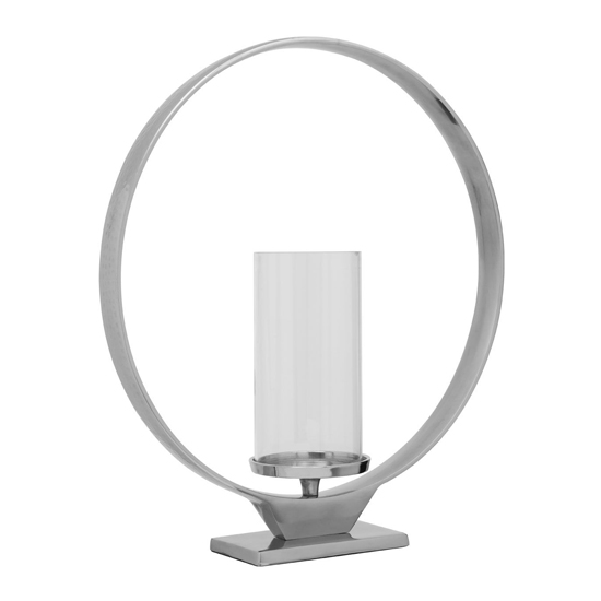 Circus Large Glass Candle Holder With Silver Aluminium Frame