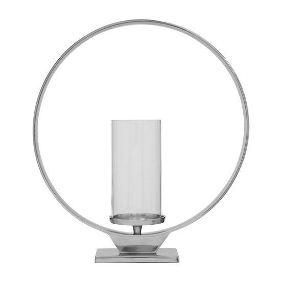 Circus Large Glass Candle Holder With Silver Aluminium Frame