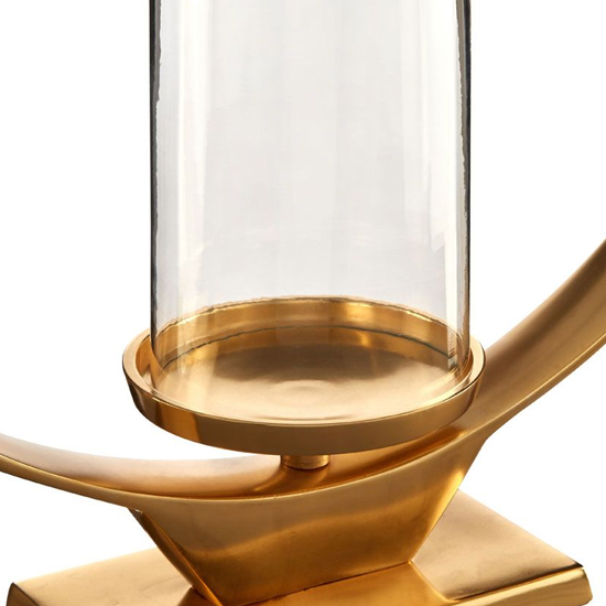 Circus Medium Glass Candle Holder With Gold Aluminium Frame