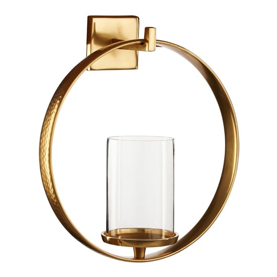 Photo of Circus round wall sconce glass candle holder with gold frame