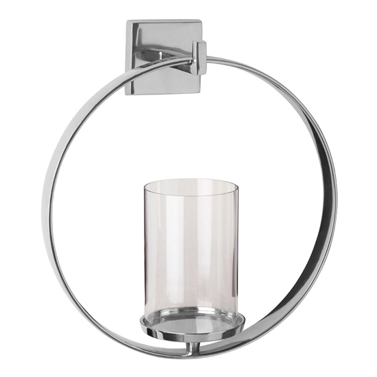 Circus Round Wall Sconce Glass Candle Holder With Silver Frame