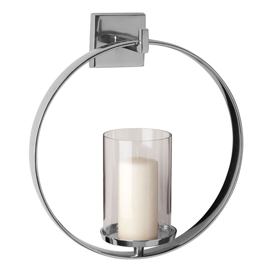 Circus Round Wall Sconce Glass Candle Holder With Silver Frame Furniture in Fashion