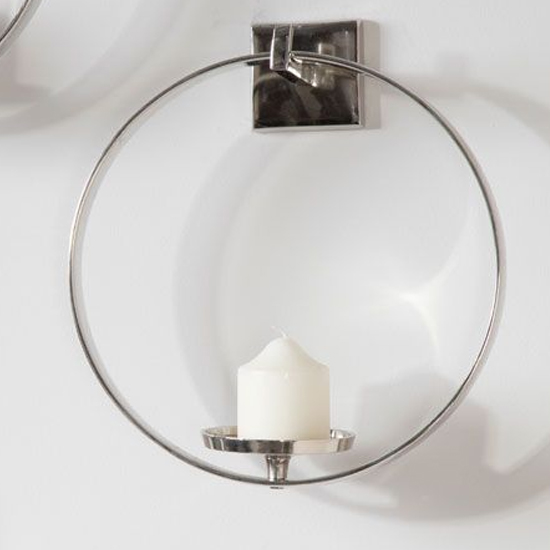 Circus Round Wall Sconce Glass Candle Holder With Silver Frame Furniture in Fashion