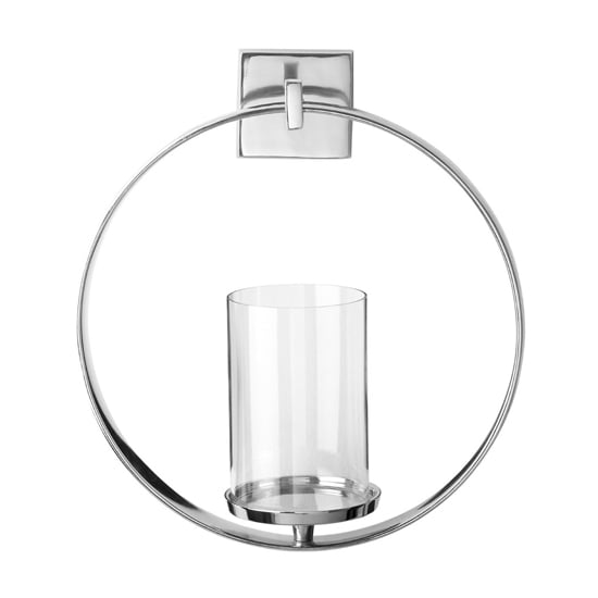 Read more about Circus round wall sconce glass candle holder with silver frame