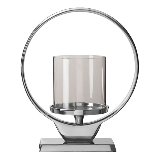 Circus Small Glass Candle Holder With Silver Aluminium Frame