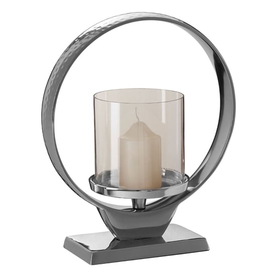 Circus Small Glass Candle Holder With Silver Aluminium Frame