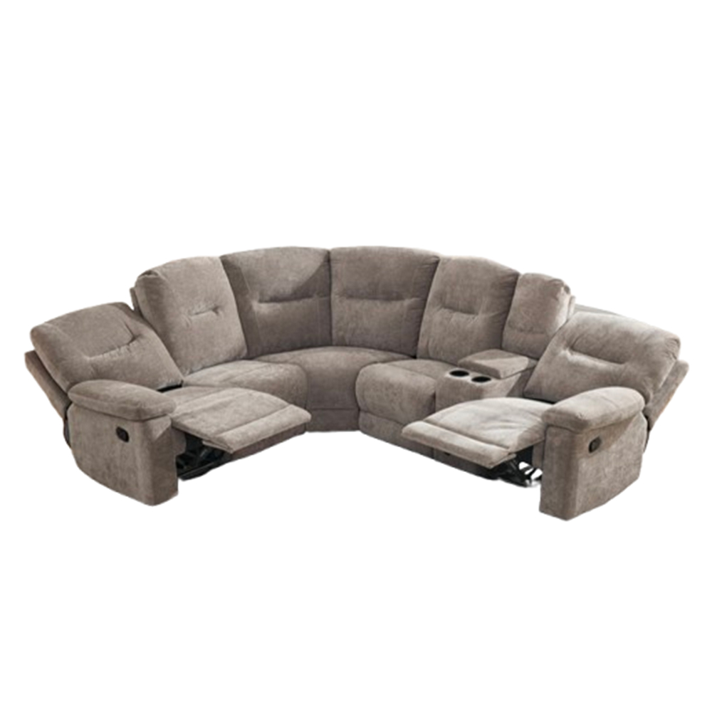 Cirelan Plush Fabric Manual Recliner Corner Sofa in Beige